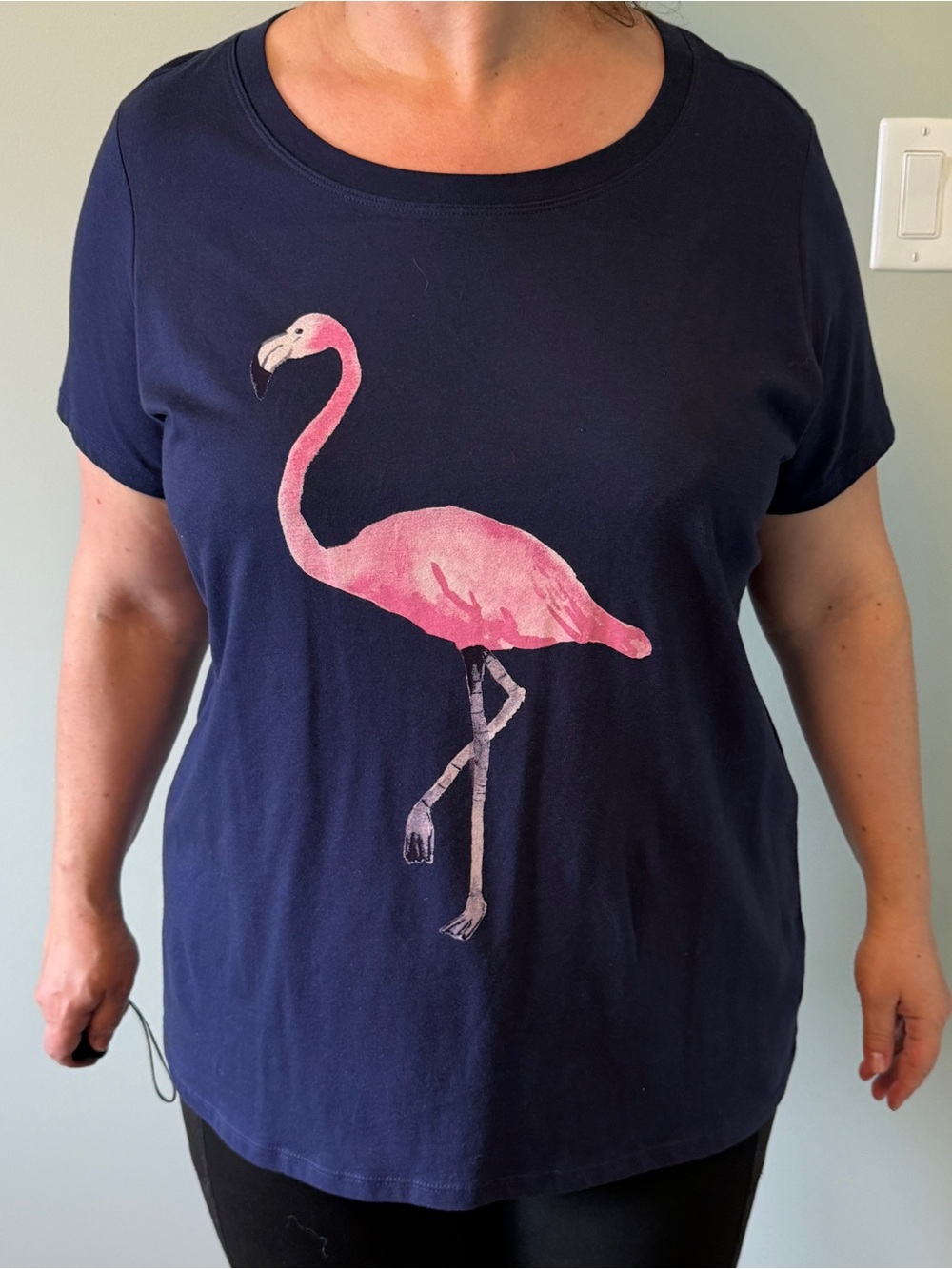 Torrid Navy Graphic Tee with Flamingo